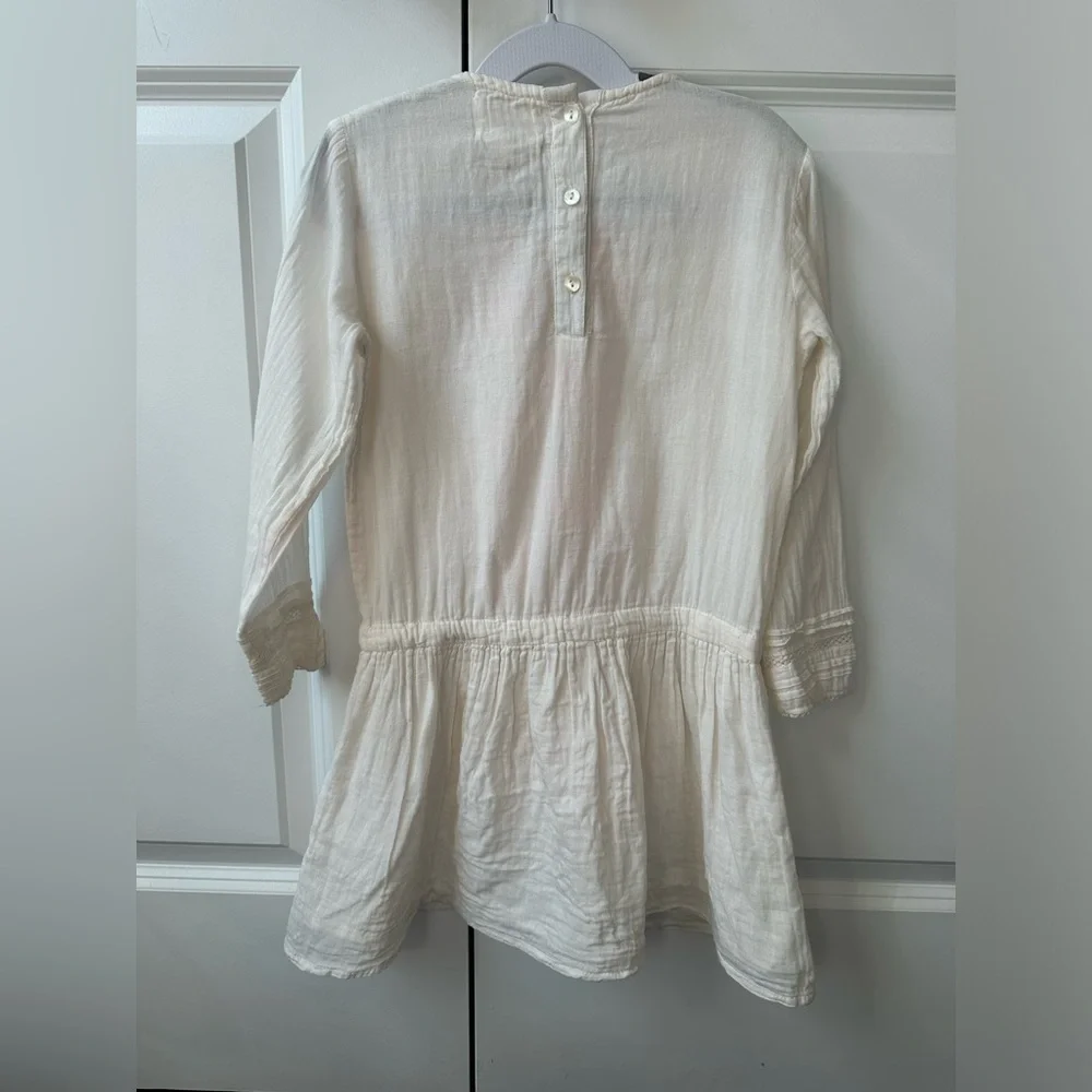 Bonheur Du Jour Paris Girls White Floral Embroidered Dress (Size 6)